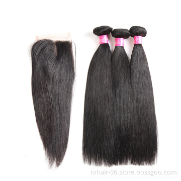 100% Human Cuticle Aligend Mink Brazilian Straight Hair with Closure